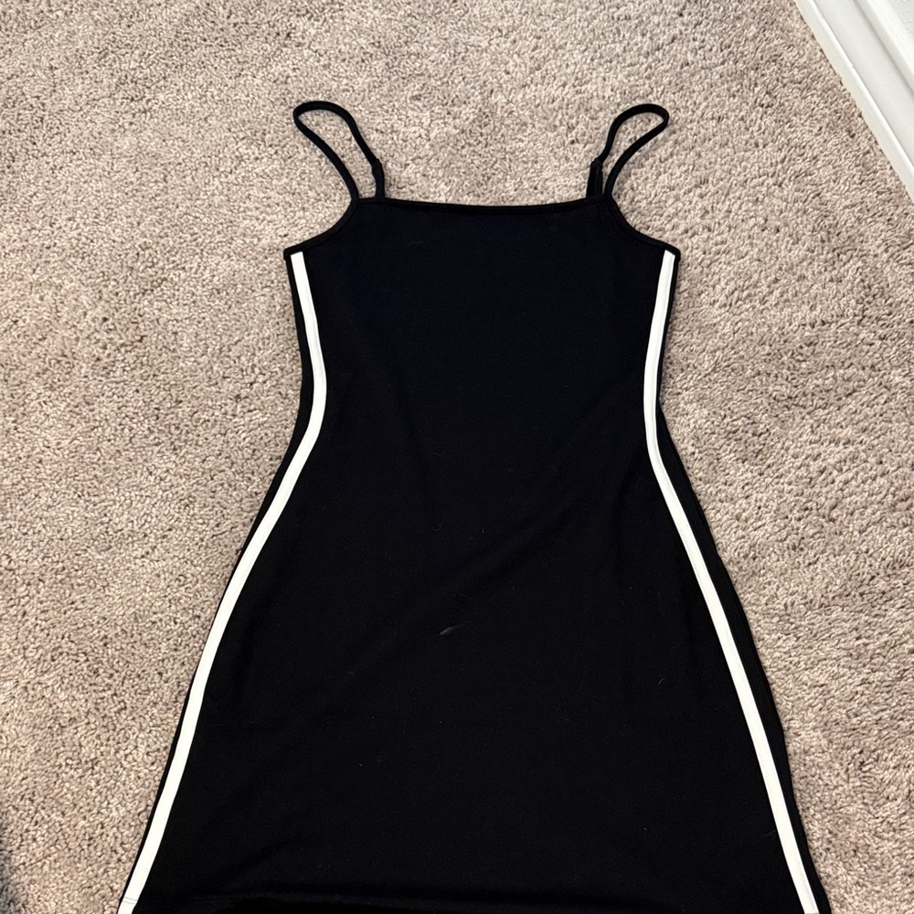 Wild Fable Black Mini Dress with White Stripes